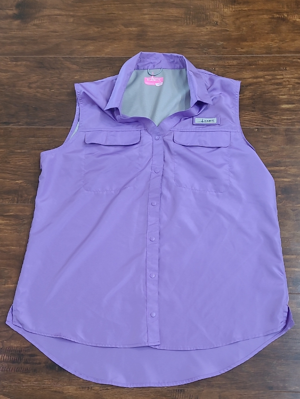 Habit Upf 40 Women’s Sleeveless Button-Front Shirt - Lavender Purple Size Large